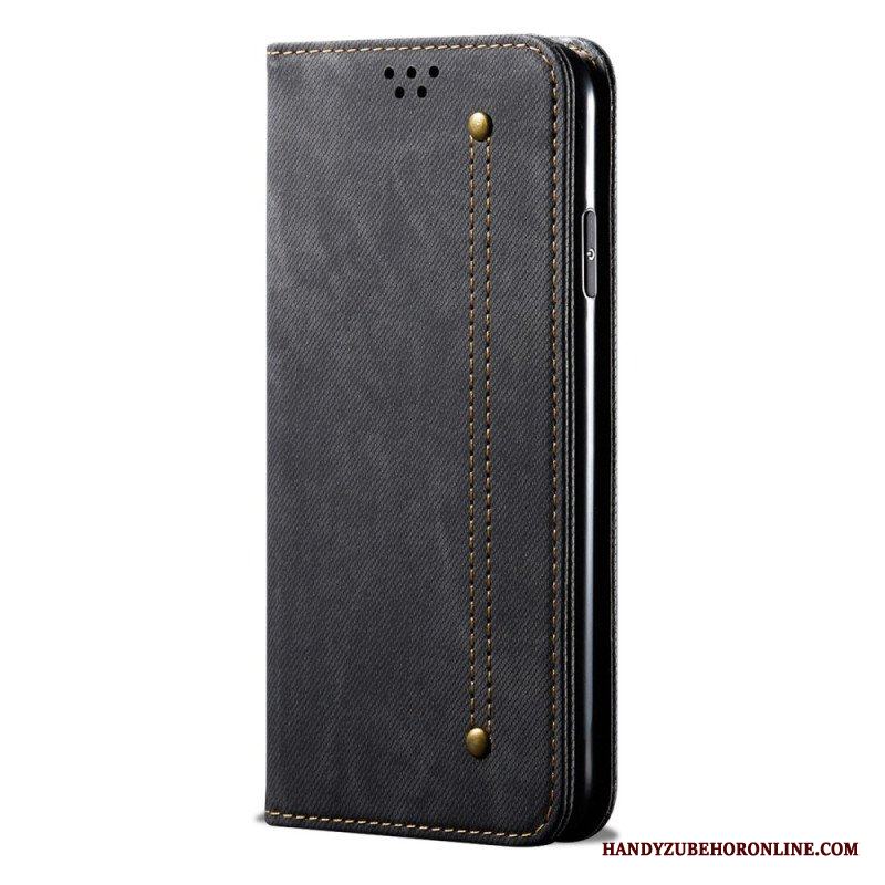 Folio-fodral Samsung Galaxy A14 / A14 5G Läderfodral Denim Tyg
