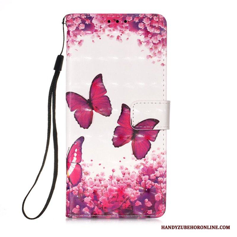 Folio-fodral Samsung Galaxy A54 5G Med Kedjar Flight Of Butterflies I Lanyard