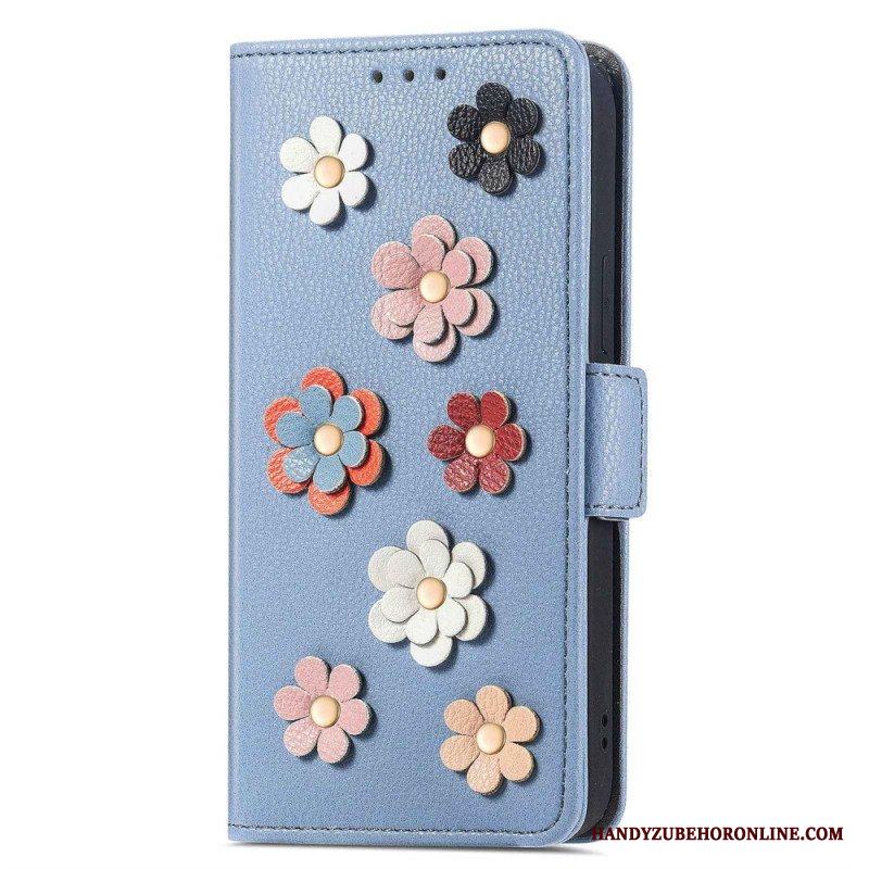 Folio-fodral Samsung Galaxy M13 3d-blommor