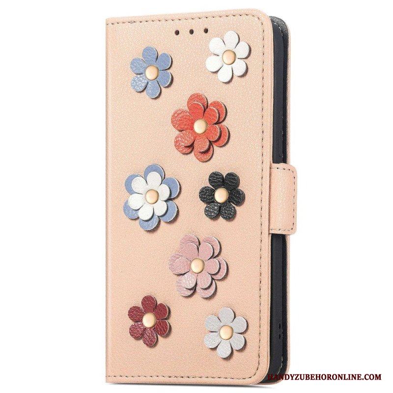 Folio-fodral Samsung Galaxy M13 3d-blommor