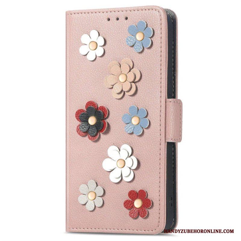 Folio-fodral Samsung Galaxy M13 3d-blommor