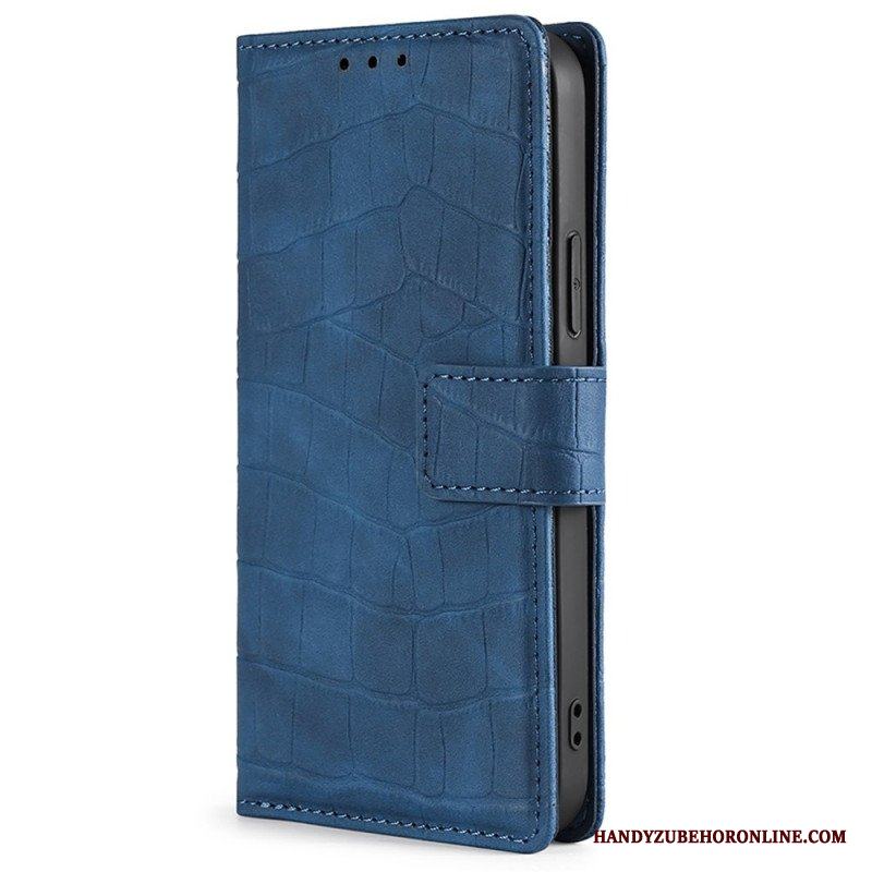 Folio-fodral Samsung Galaxy M13 Krokodilskinnstil