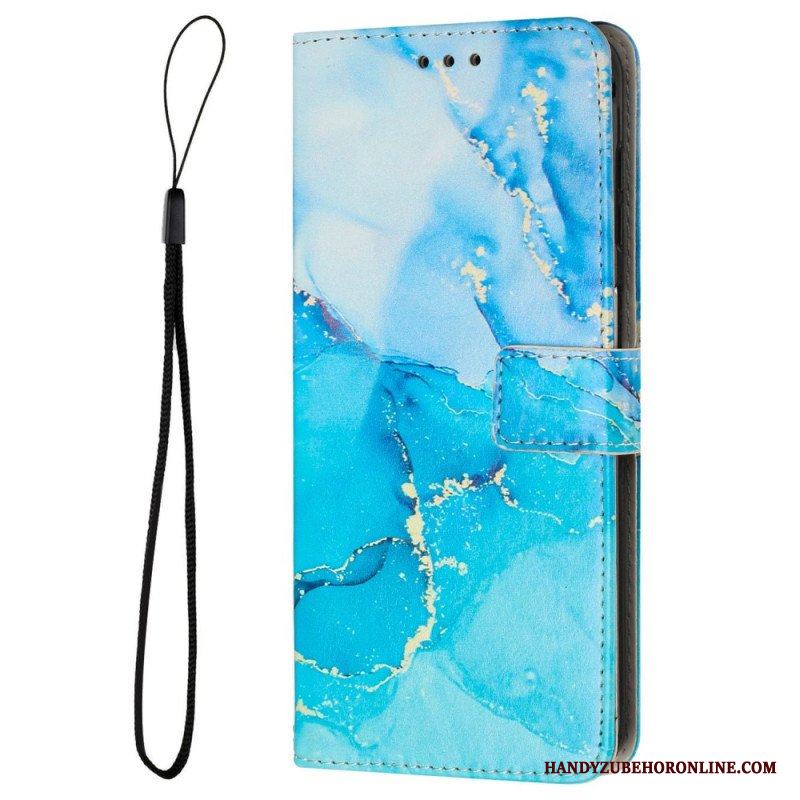 Folio-fodral Samsung Galaxy M13 Marmor Med Band