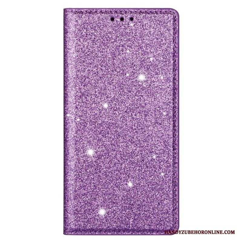 Folio-fodral Samsung Galaxy S22 Plus 5G Läderfodral Paljettstil