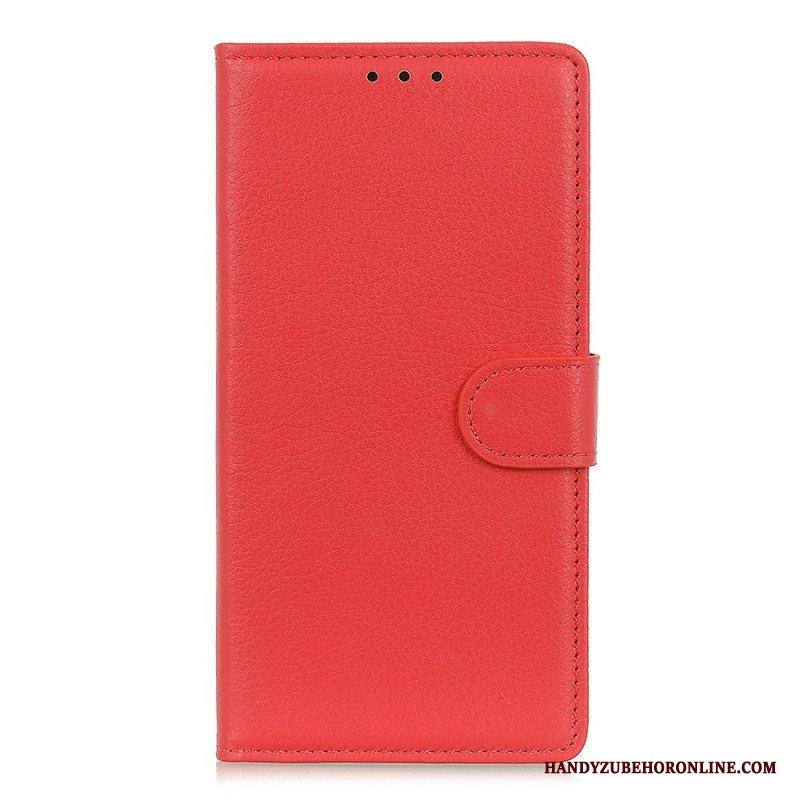 Folio-fodral Samsung Galaxy S22 Plus 5G Traditionellt Litchiläder