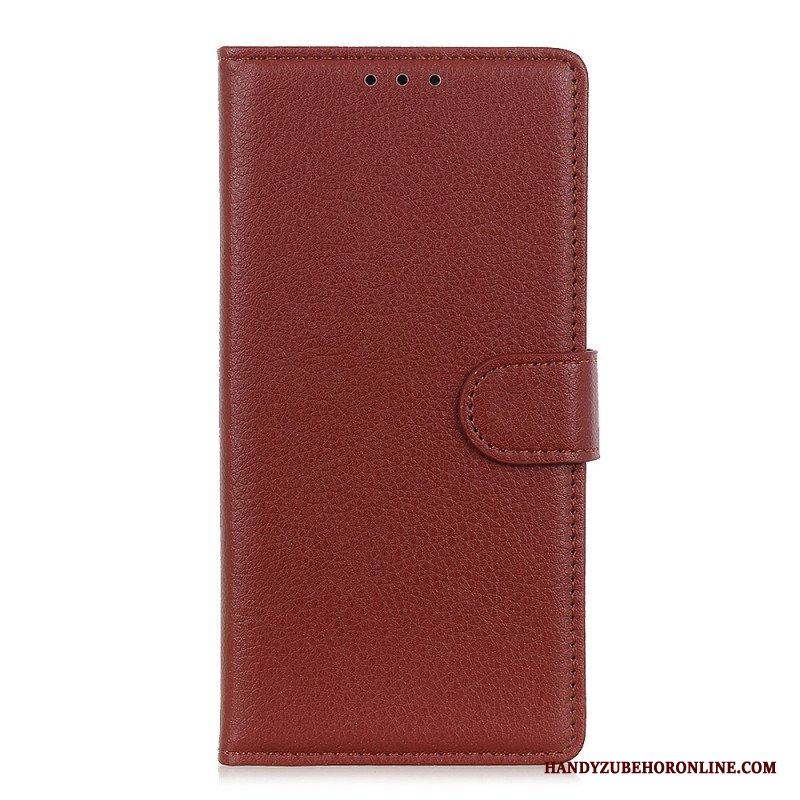 Folio-fodral Samsung Galaxy S22 Plus 5G Traditionellt Litchiläder