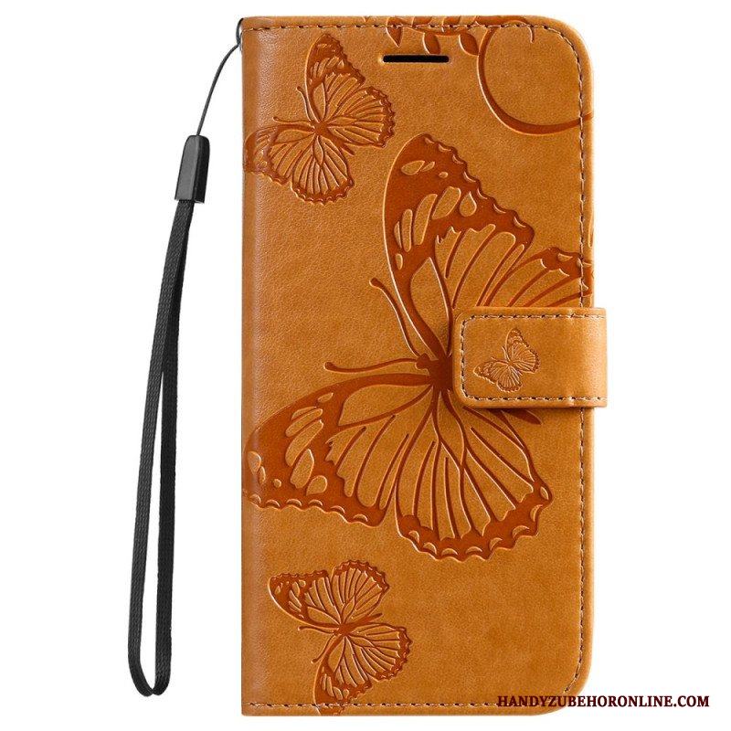 Folio-fodral Samsung Galaxy S23 5G Med Kedjar Jättebandfjärilar