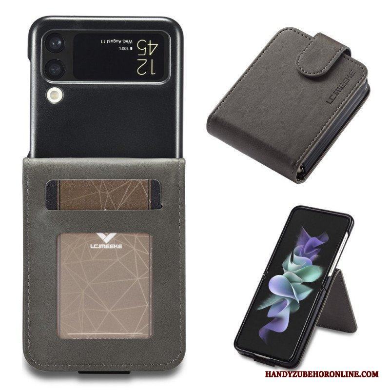 Folio-fodral Samsung Galaxy Z Flip 3 5G Läderfodral Korthållare Och Spänne Lc.imeeke