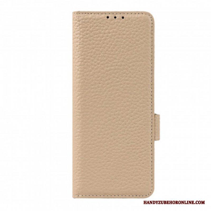 Folio-fodral Samsung Galaxy Z Fold 3 5G Äkta Litchi Läder