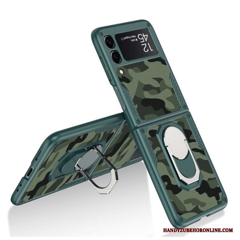 Folio-fodral Skal Samsung Galaxy Z Flip 3 5G Läderfodral Gkk Camo Support Ring