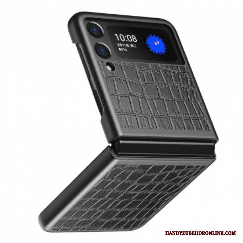 Folio-fodral Skal Samsung Galaxy Z Flip 3 5G Läderfodral Krokodilskinnstil