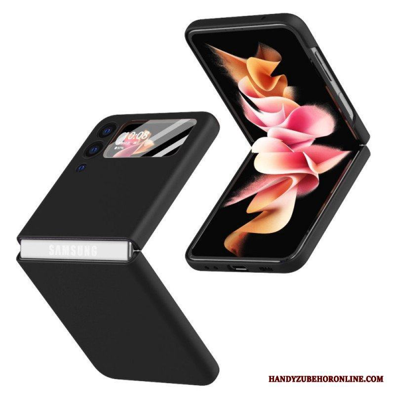 Folio-fodral Skal Samsung Galaxy Z Flip 3 5G Läderfodral Med Skärmfilm Av Härdat Glas