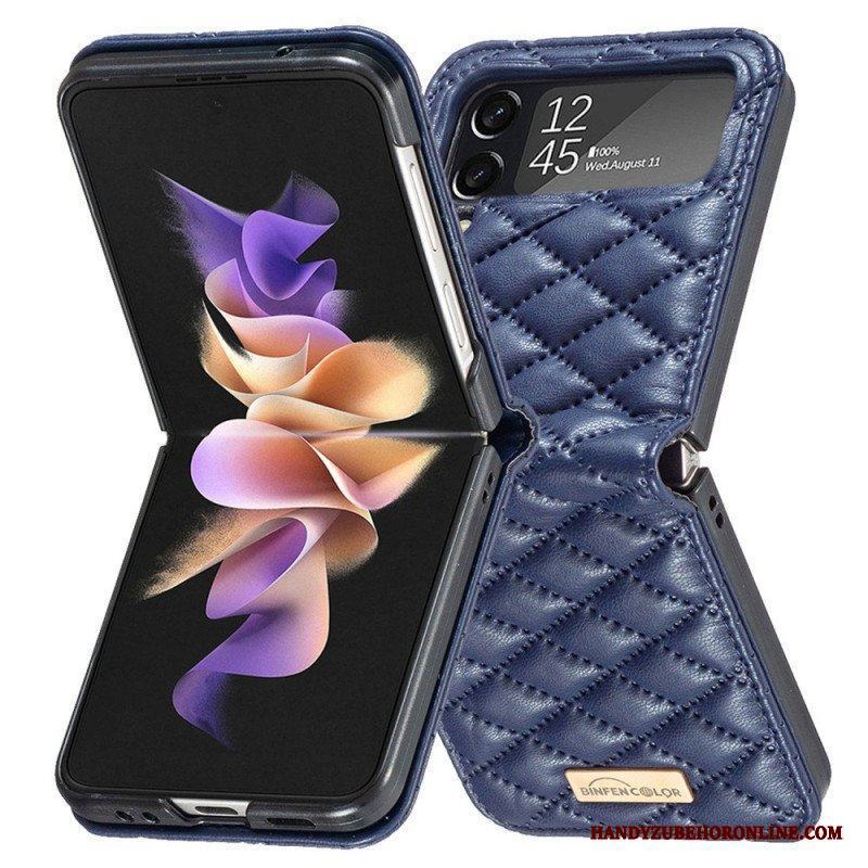 Folio-fodral Skal Samsung Galaxy Z Flip 4 Läderfodral Quiltad Binfen Färg