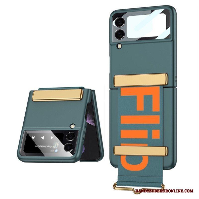 Folio-fodral Skal Samsung Galaxy Z Flip 4 Läderfodral Rem Och Film Gkk