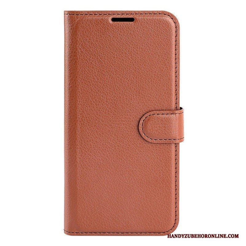 Folio-fodral Sony Xperia 10 IV Klassiskt Litchi Konstläder