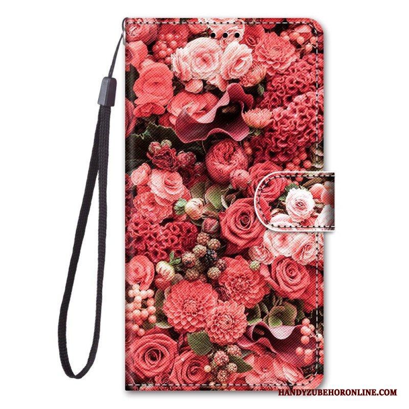 Folio-fodral Xiaomi 12 / 12X Med Kedjar Strappy Blommig