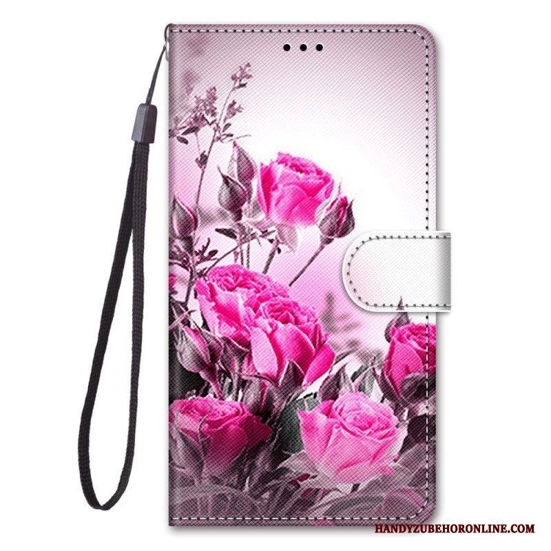 Folio-fodral Xiaomi 12 / 12X Med Kedjar Strappy Blommig