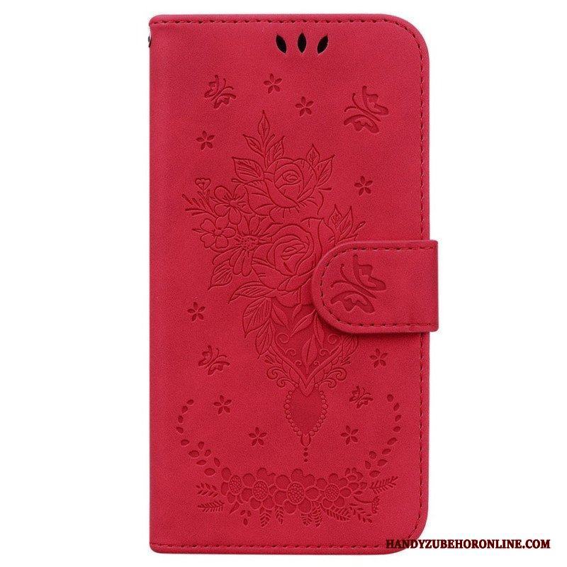 Folio-fodral Xiaomi 13 Med Kedjar Strappy Rosor Och Fjärilar
