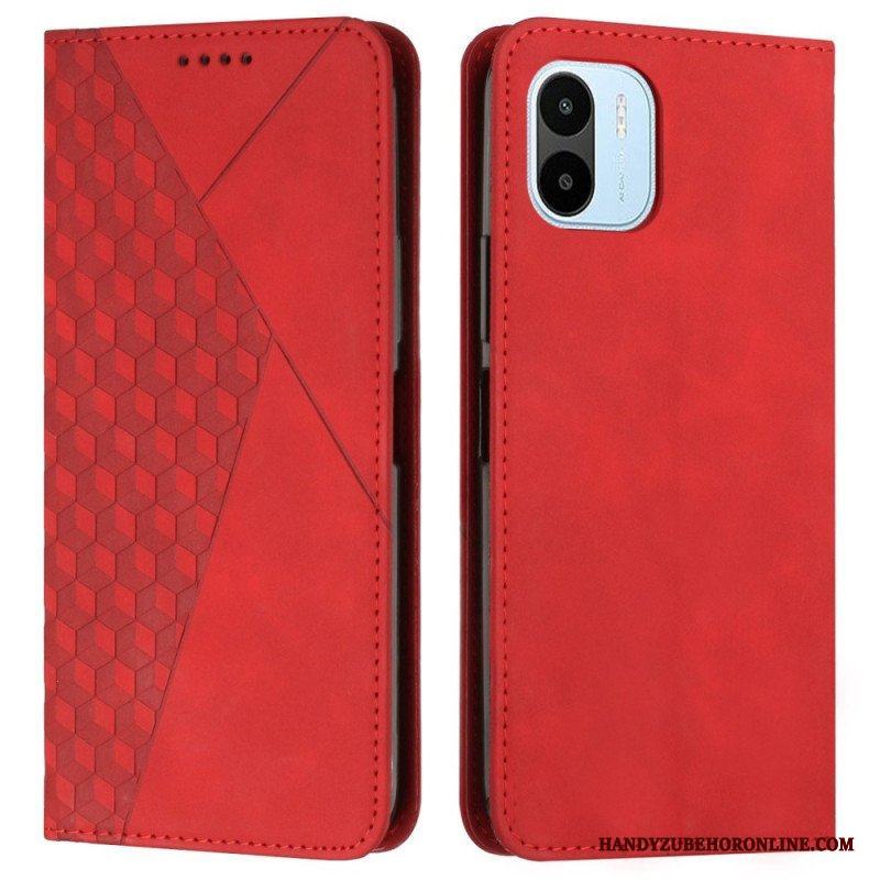 Folio-fodral Xiaomi Redmi A1 Läderfodral Cubic Style Skin-touch