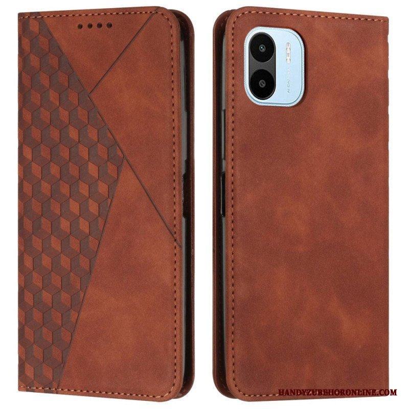 Folio-fodral Xiaomi Redmi A1 Läderfodral Cubic Style Skin-touch