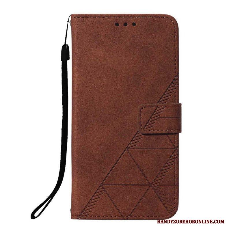 Folio-fodral Xiaomi Redmi Note 10 Pro Med Kedjar Strappy Geometrisk Läderstil