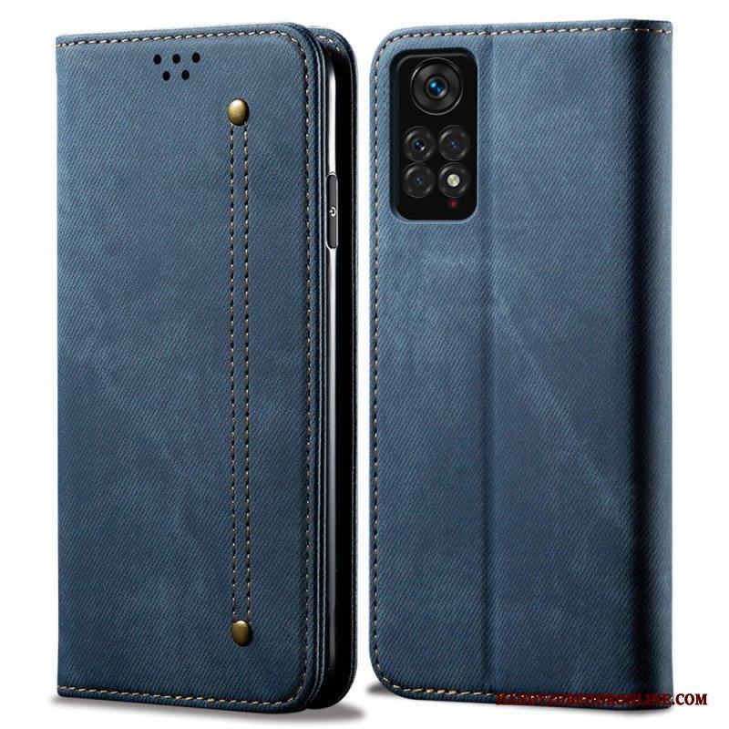 Folio-fodral Xiaomi Redmi Note 11 Pro / 11 Pro 5G Läderfodral Denim Tyg