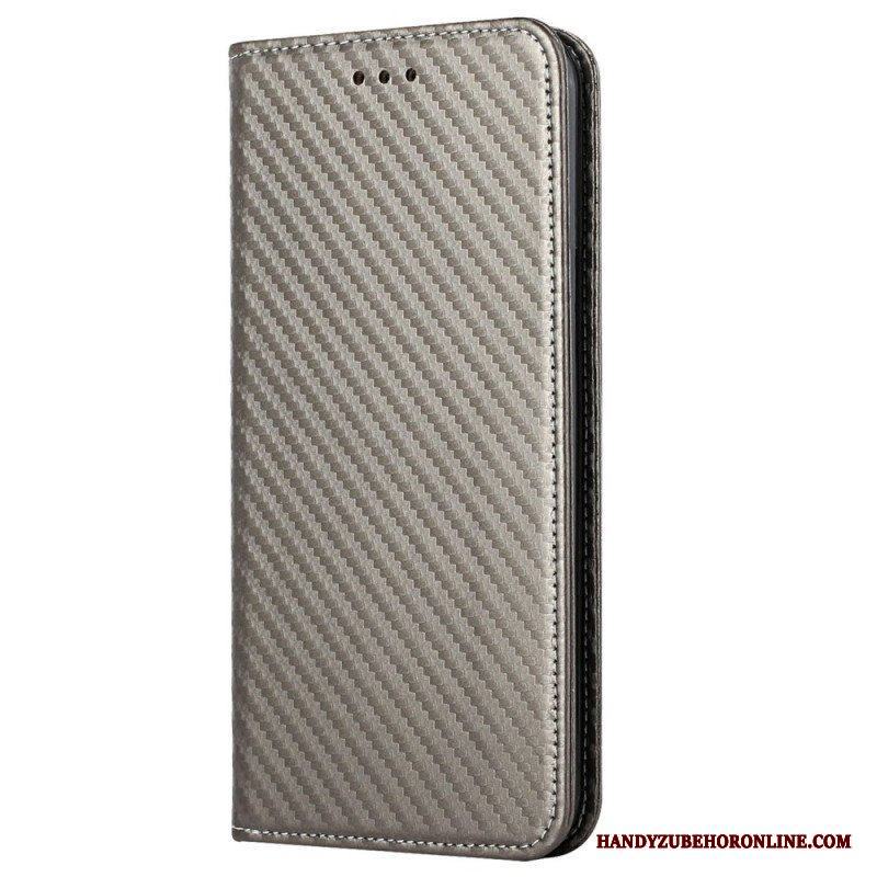 Folio-fodral iPhone 14 Med Kedjar Läderfodral Strappy Carbon Fiber Style