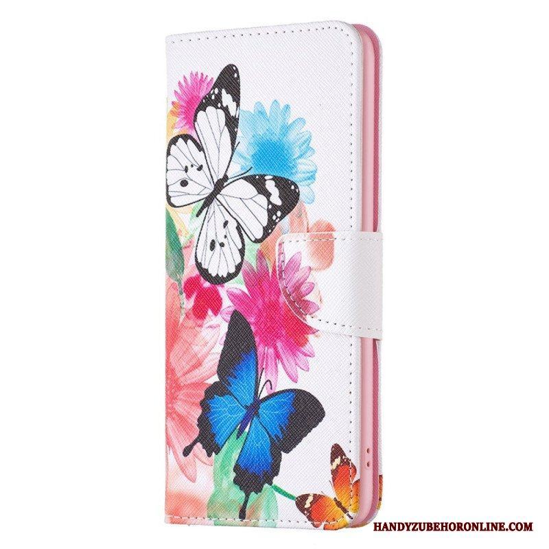 Folio-fodral iPhone 14 Pro Akvarell Fjärilar