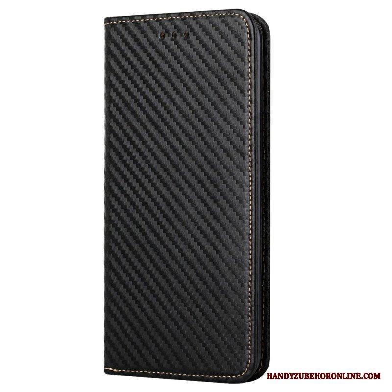 Folio-fodral iPhone 14 Pro Med Kedjar Läderfodral Strappy Carbon Fiber Style