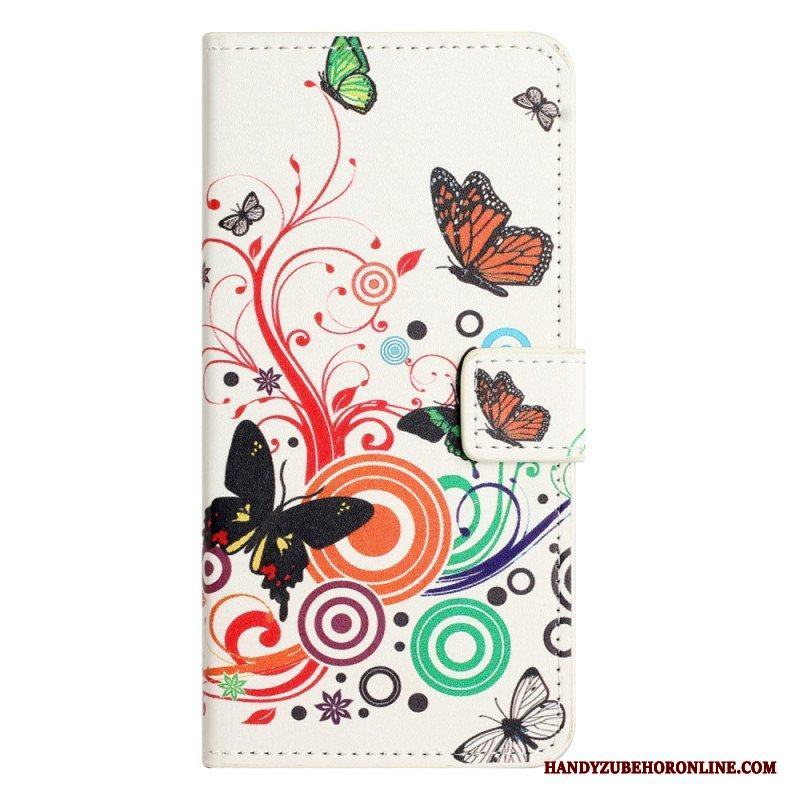 Folio-fodral iPhone 15 Endast Fjärilar