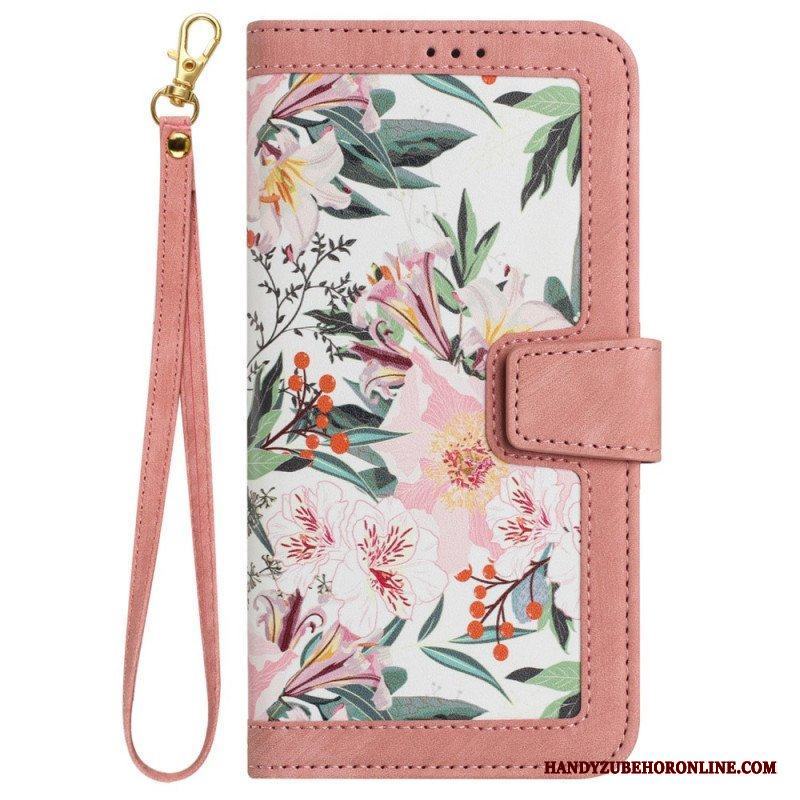 Folio-fodral iPhone 15 Lyxblommor