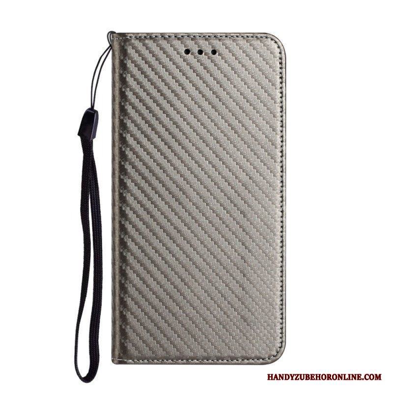 Folio-fodral iPhone 15 Plus Med Kedjar Läderfodral Kolfiberrem
