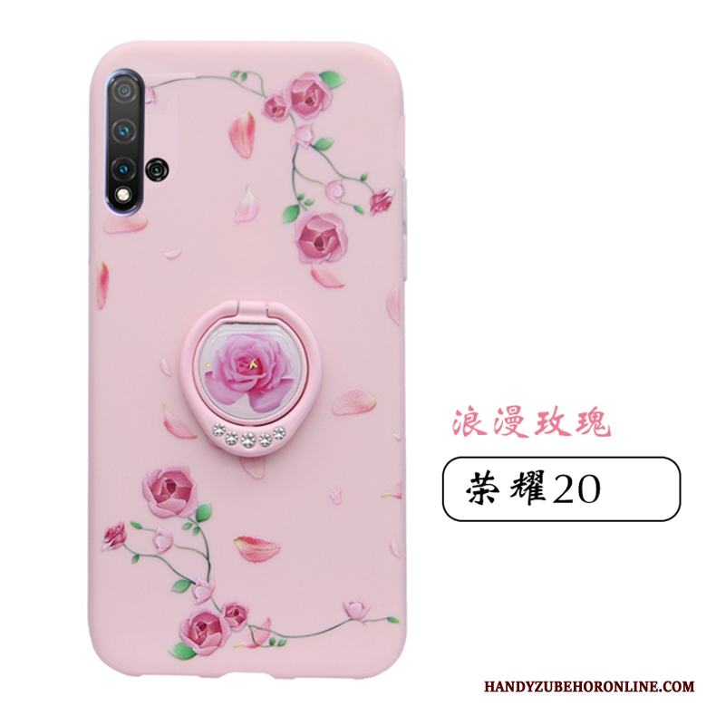 Honor 20 Skal Fodral Skydd Mjuk Ring Silikon Rosa Slim