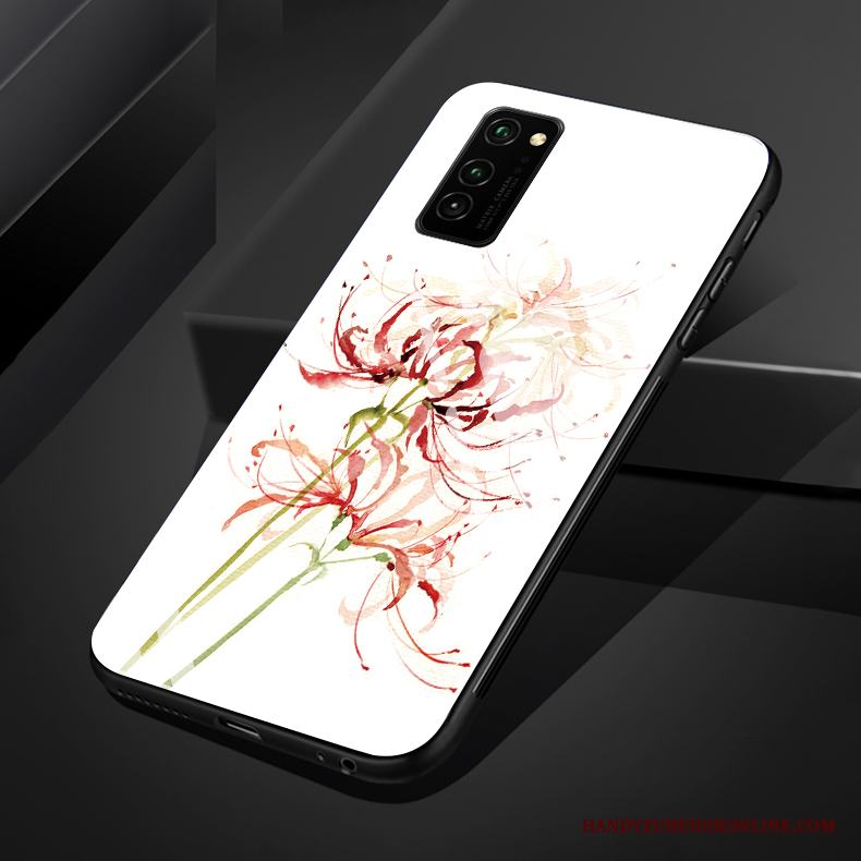 Honor 30 Pro Trend Blommor Skal Telefon Svart Retro Silikon Glas