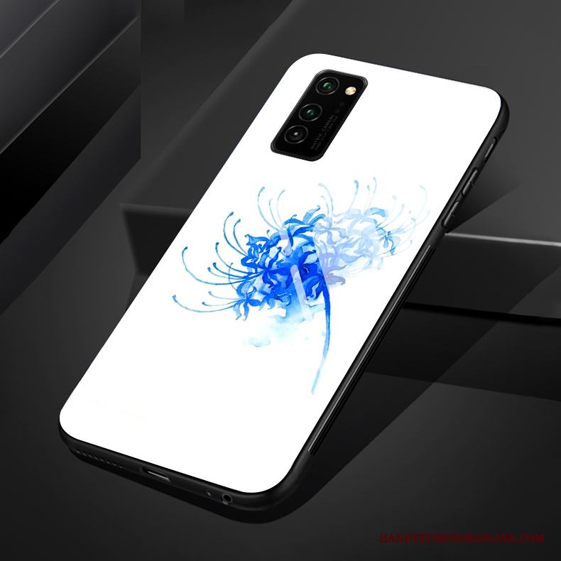 Honor 30 Pro Trend Blommor Skal Telefon Svart Retro Silikon Glas