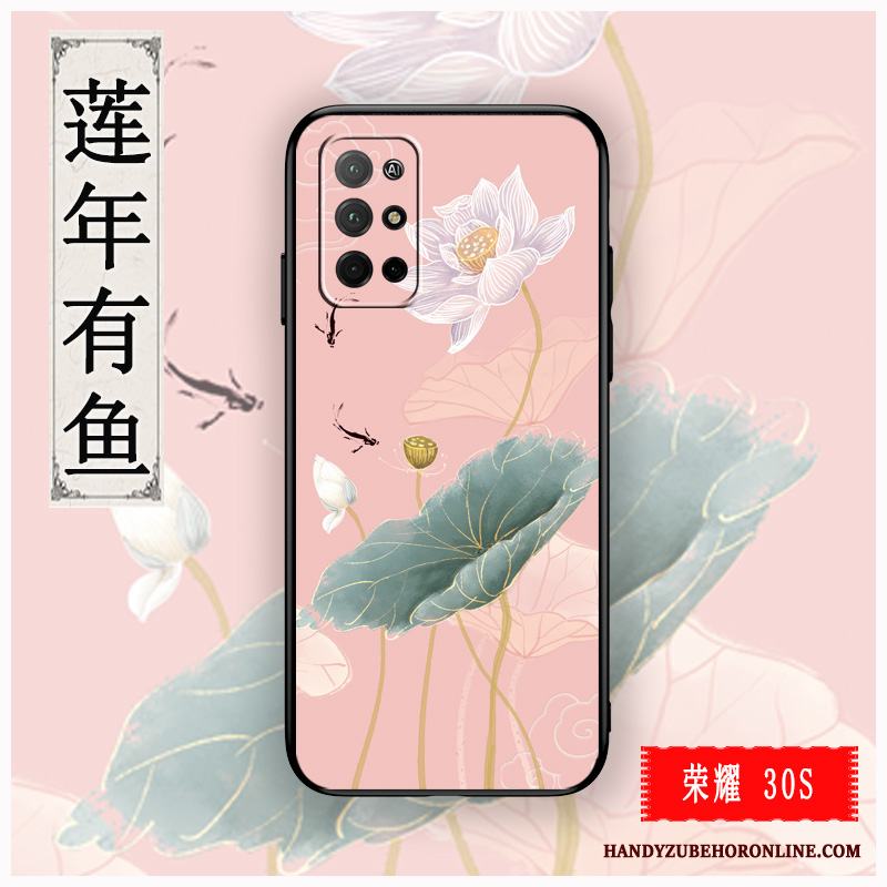 Honor 30s Kinesisk Stil Skal Telefon Lättnad Silikon Rosa Mobil Telefon Mjuk