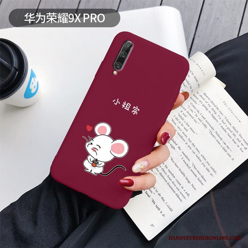 Honor 9x Pro Skal Fodral Skydd Nubuck Net Red Par Mjuk Kyla