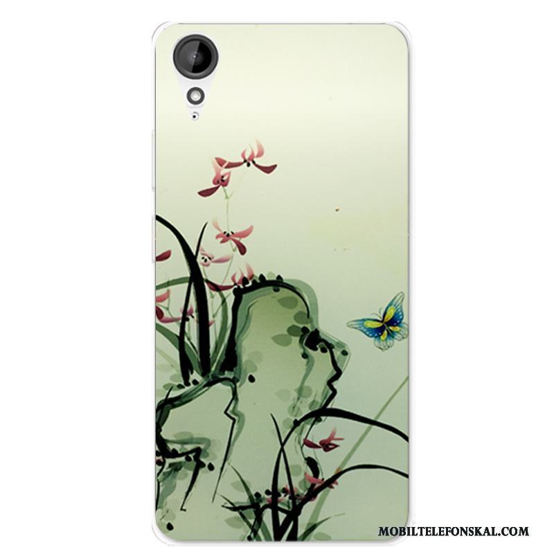 Htc Desire 825 Skal Telefon Silikon Fallskydd Kinesisk Stil Grön Mjuk Transparent
