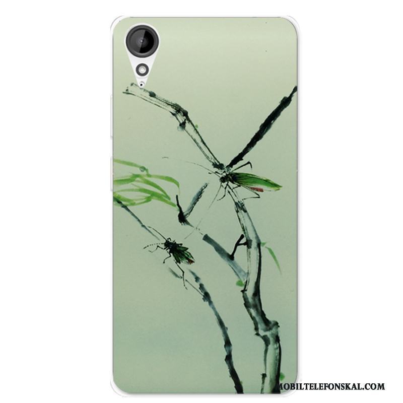 Htc Desire 825 Skal Telefon Silikon Fallskydd Kinesisk Stil Grön Mjuk Transparent