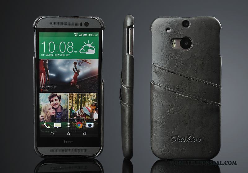 Htc One M8 Skal Telefon Äkta Läder Skydd Bakre Omslag Trend Kort Fodral