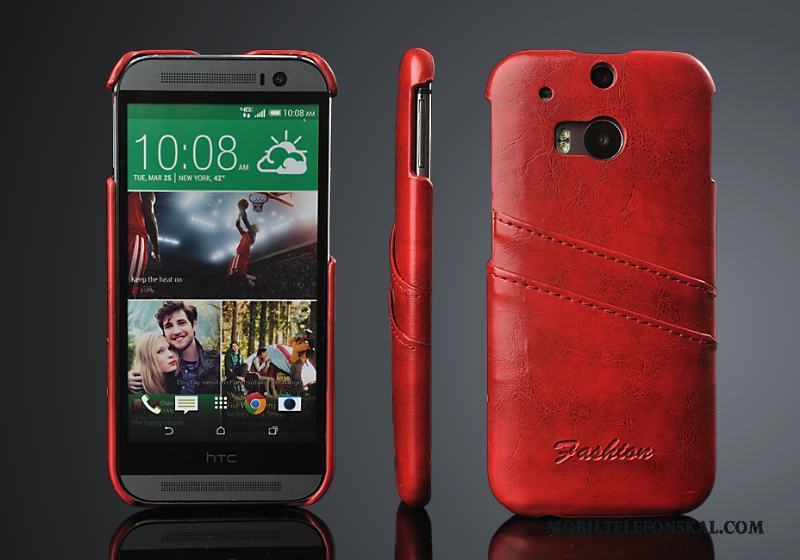 Htc One M8 Skal Telefon Äkta Läder Skydd Bakre Omslag Trend Kort Fodral