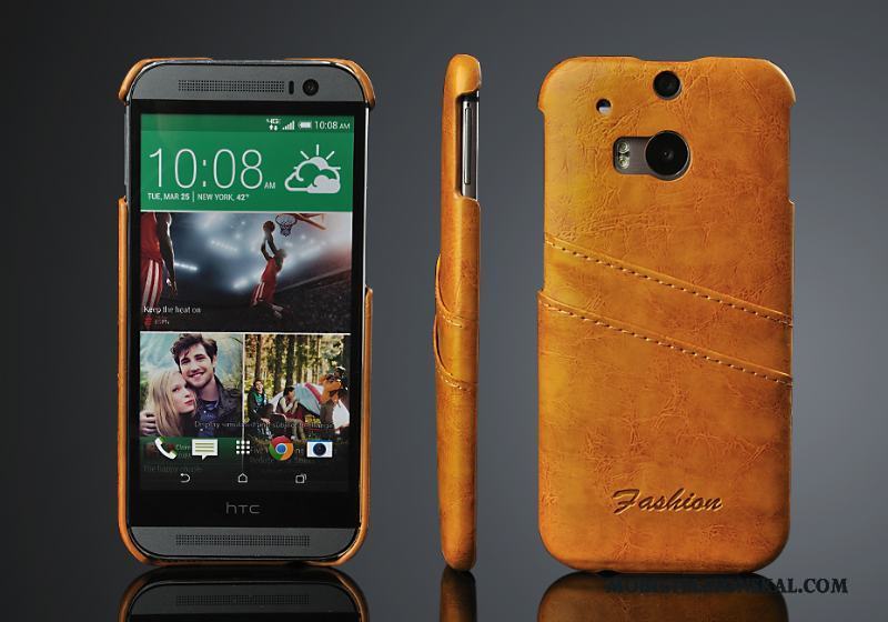 Htc One M8 Skal Telefon Äkta Läder Skydd Bakre Omslag Trend Kort Fodral