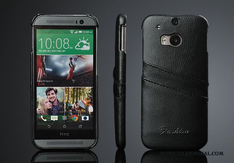 Htc One M8 Skal Telefon Äkta Läder Skydd Bakre Omslag Trend Kort Fodral