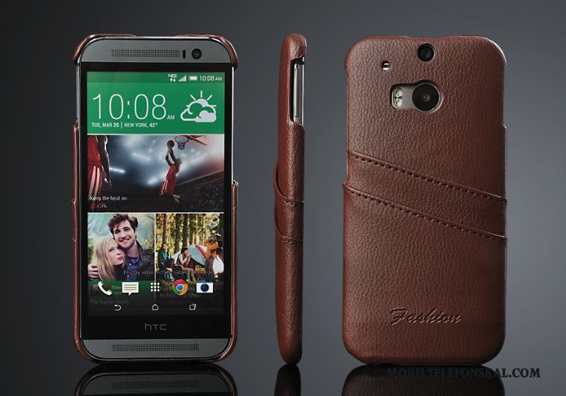 Htc One M8 Skal Telefon Äkta Läder Skydd Bakre Omslag Trend Kort Fodral