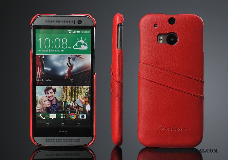 Htc One M8 Skal Telefon Äkta Läder Skydd Bakre Omslag Trend Kort Fodral