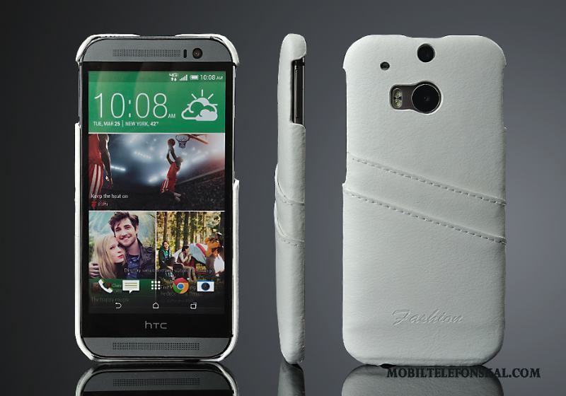 Htc One M8 Skal Telefon Äkta Läder Skydd Bakre Omslag Trend Kort Fodral