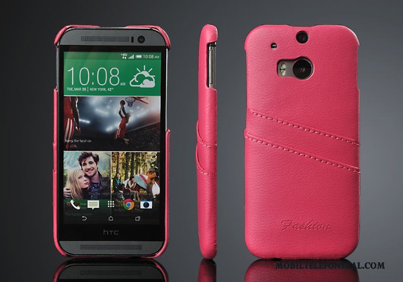 Htc One M8 Skal Telefon Äkta Läder Skydd Bakre Omslag Trend Kort Fodral