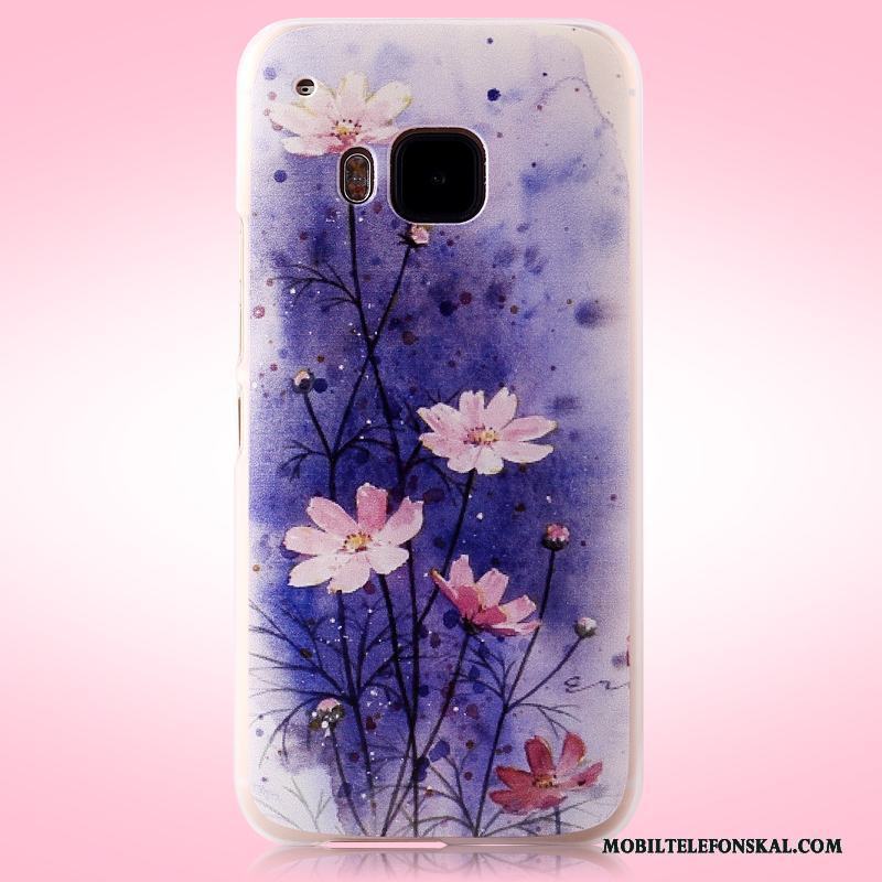 Htc One M9 Skal Telefon Rosa Blommor Nubuck Målade Fodral Mobil Telefon