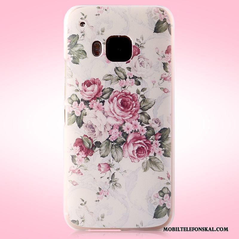 Htc One M9 Skal Telefon Rosa Blommor Nubuck Målade Fodral Mobil Telefon