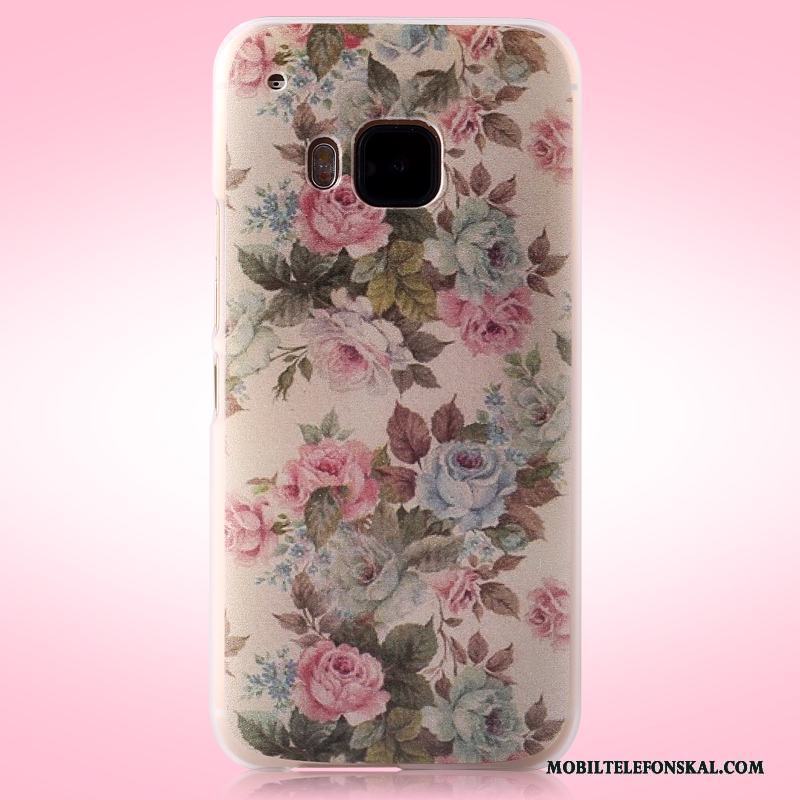 Htc One M9 Skal Telefon Rosa Blommor Nubuck Målade Fodral Mobil Telefon